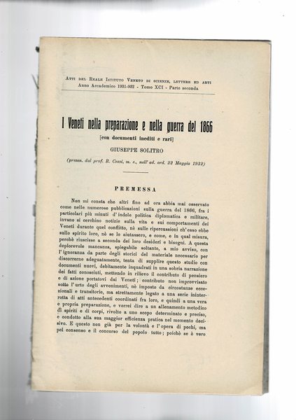 I Veneti nella preparazione e nella guerra del 1866 (con …