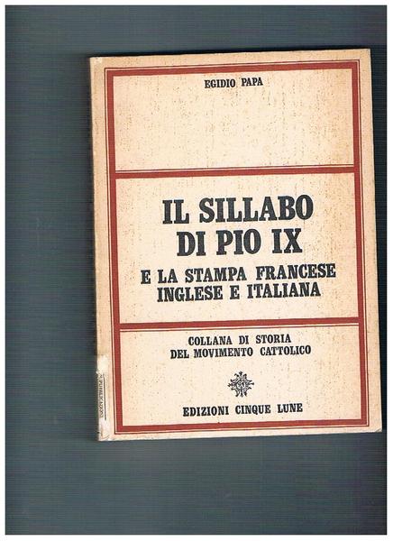 Il sillabo di Pio IX e la stampa francese, inglese …