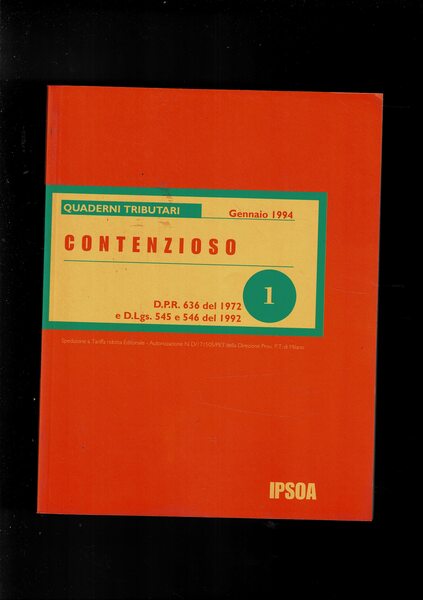 Contenzioso n° 1. gennaio 1994.