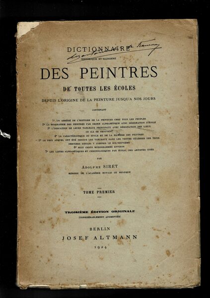 Dictionnaire historique et raisonne des peintres de toutes les écoles …