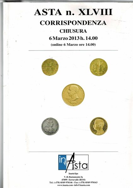 Catalogo d'asta n° XLVIII per corrispondenza di monete medaglie e …