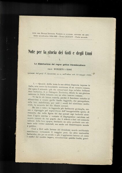 Note per la storia dei Goti e degli Unni. Estratto …