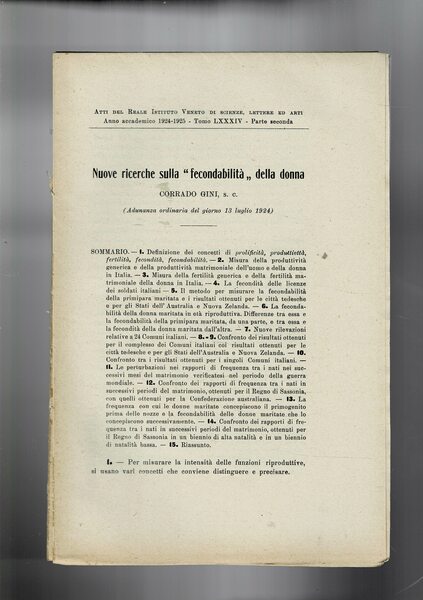 Nuove ricerche sulla "fecondità" della donna. Estratto dagli Atti del …
