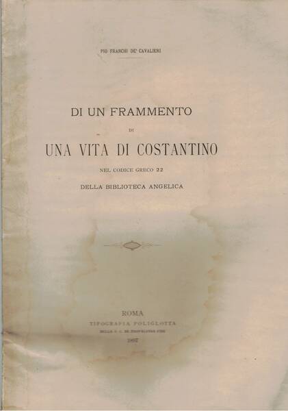 Di un frammento di una vita di Costantino nel codice …