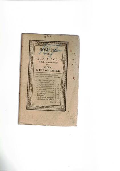 Aroldo l'indomabile, poema in sei canti.