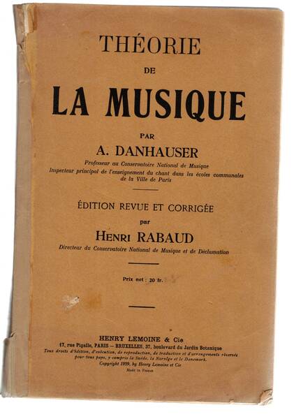 Théorie de la musique. Edition revue et corrigée par Henri …