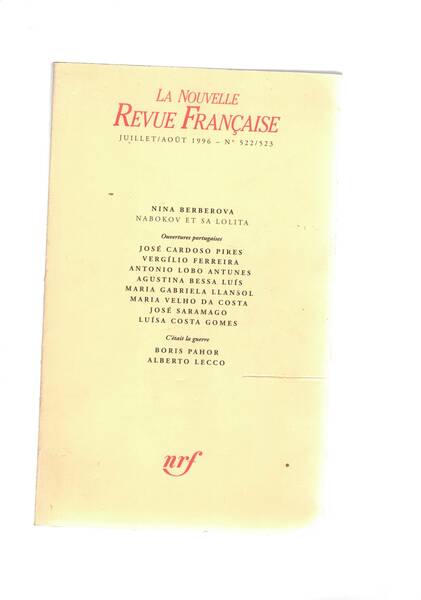 La Nouvelle Revue Française. N° lug-ago 1996. Contiene di Berberova …