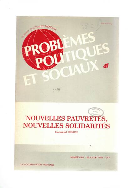 Nouvelles pauvretes nouvelles solidarites, n° 588 del 29 lug. 1988 …