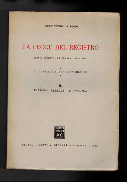 la legge del registro aggiornata a tutto il 30 aprile …