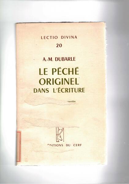 Le péché originel dans l'écriture. Nouvelle edition.