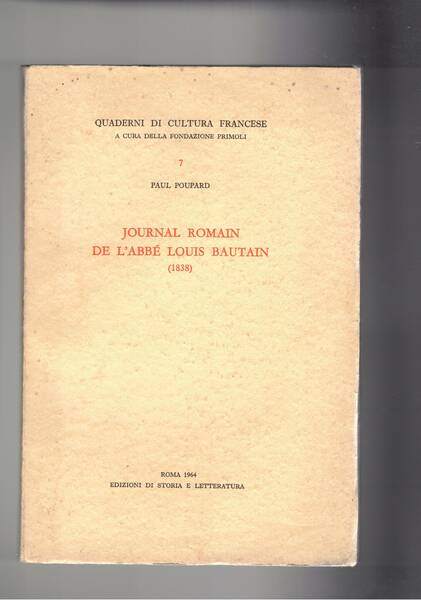 Journal romain de l'abbé Louis Bautain (1838).