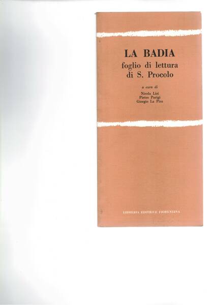 La Badia. Foglio di lettura di S. Proloco.