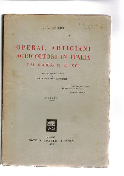 Operaai, artigiani agricoltori in Italia dal secolo VI al XVI.