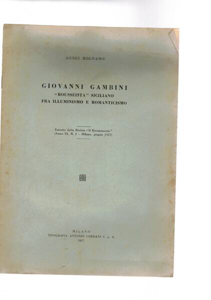 Giovanni gambini "roussista" sicililano fra illuminismo e romantiismo. Estratto.