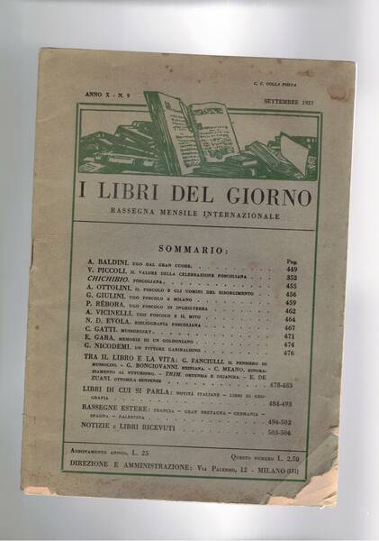 I libri del giorno. Rassegna mensile internazionale. Anno X° n° …