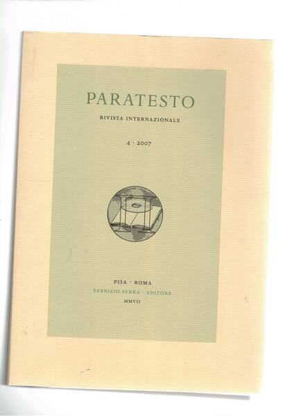 Paratesto rivista internazionale n° 4 2007. Niccolò Peranzone e il …