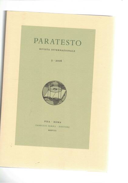 Paratesto rivista internazionale n° 5 2008. Esiti della ricerca sull'editoria …