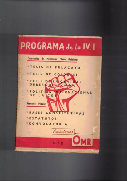 Programa de la IV. I. Documento del Movimento Obrero Boliviano.