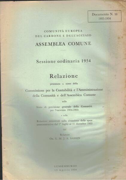 Dispniamo di 5 documenti dell'assemblea comune sessione ordinaria dal n° …