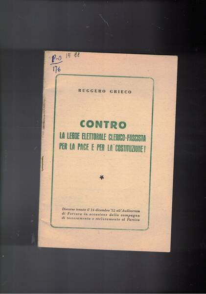 Contro la legge elettorale clerico-fascista per la pace e per …