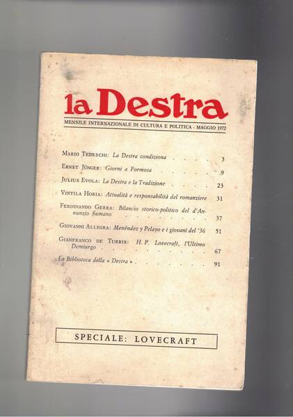 La Destra trimestrale di cultura e politica n° 5 magg. …