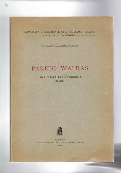 Pareto-Walras da un carteggio inedito (1891-1901).