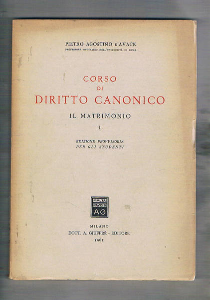 Corso di diritto canonico: Il matrimonio. Ediz. provvisoria per gli …