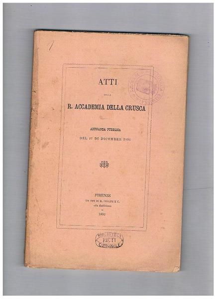Atti della R. Accademia della crusca; adunanza pubblica del 27 …