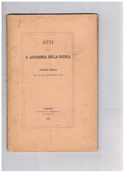 Atti della R. Accademia della Crusca; adunanza pubblica del 26 …