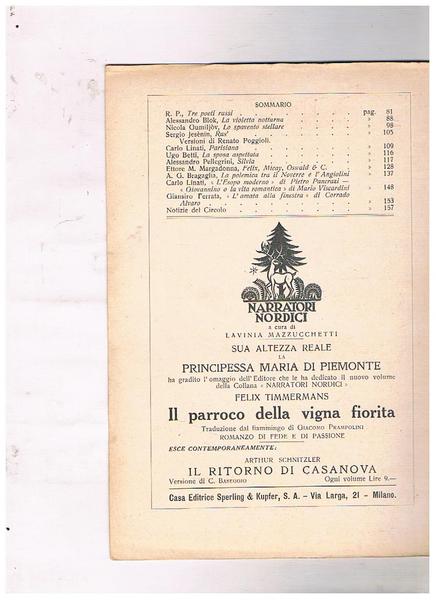 Il Convegno rivista (mensile) di letteratura e di arte. N° …