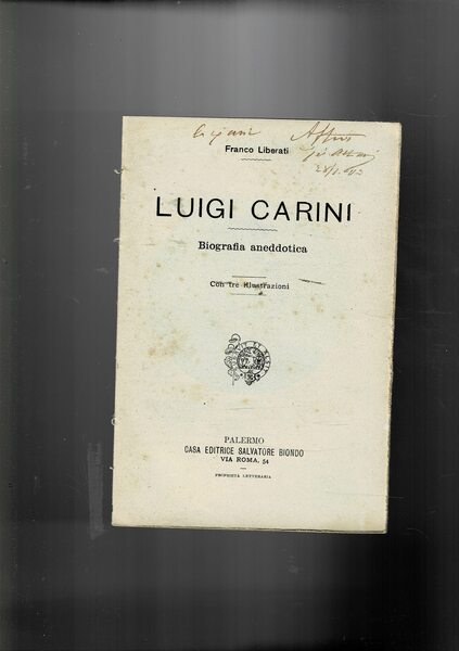 Luigi Carini. Biografia aneddotica.