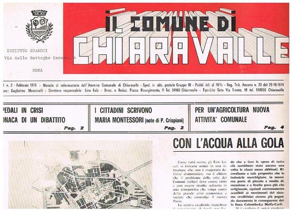 Il comune di Chiaravalle, mensile dell'amministrazione comunale, disponiamo: anno I° …