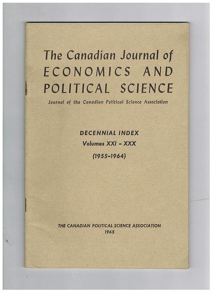 The Canadian Journal of Economics and Political Science, the Journal …