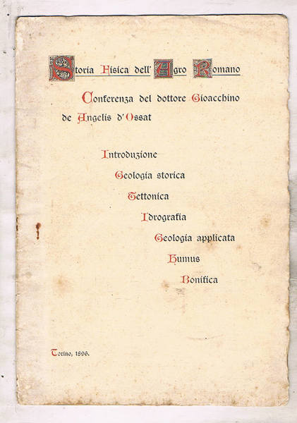 Storia fisica dell'Agro Romano. Conferenza del dottore Gioacchino de Angelis …