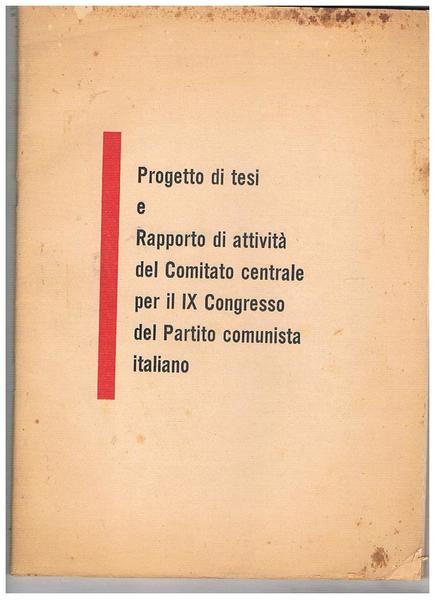 Progetto di tesi e Rapporto di attività del Comitato centrale …