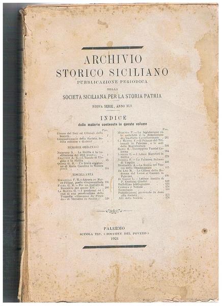 Archivio storico siciliano. pubblicazione periodica della Società Siciliana per la …