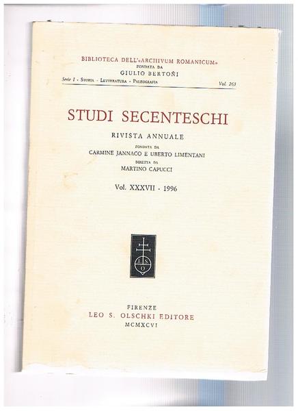 Studi secenteschi, rivista annuale della biblioreca dell"Archivium Romanicum" findata da …