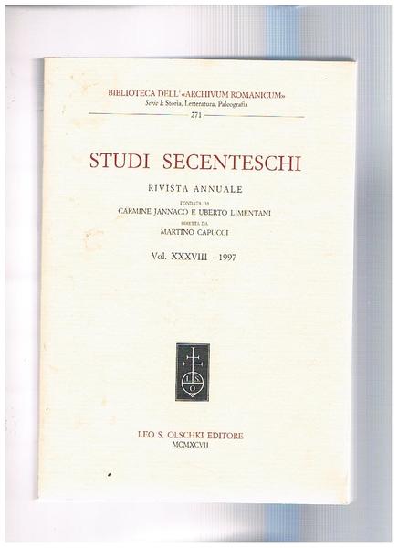 Studi secenteschi, rivista annuale della biblioreca dell"Archivium Romanicum" findata da …