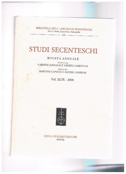 Studi secenteschi, rivista annuale della biblioreca dell"Archivium Romanicum" findata da …