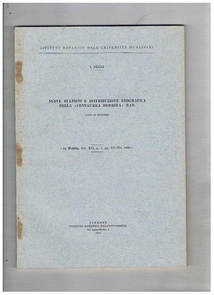 Nuove stazioni e distribuzione geografica della "Centuria Horrida" Bad. ERstratto.