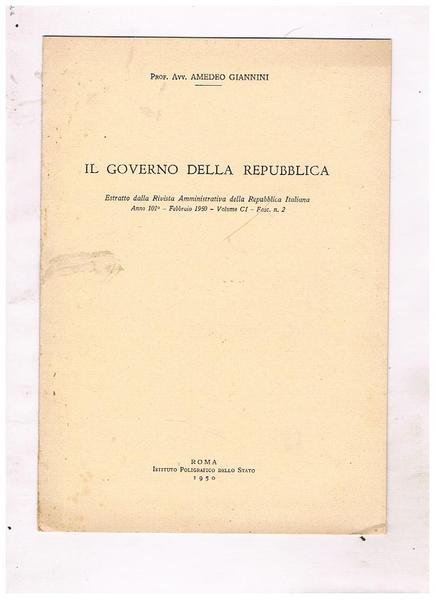 Il governo della repubblica. Estratto.