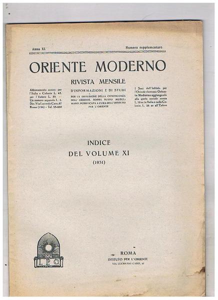 Oriente Moderno, rivista mensile d'informazioni e di studi per la …
