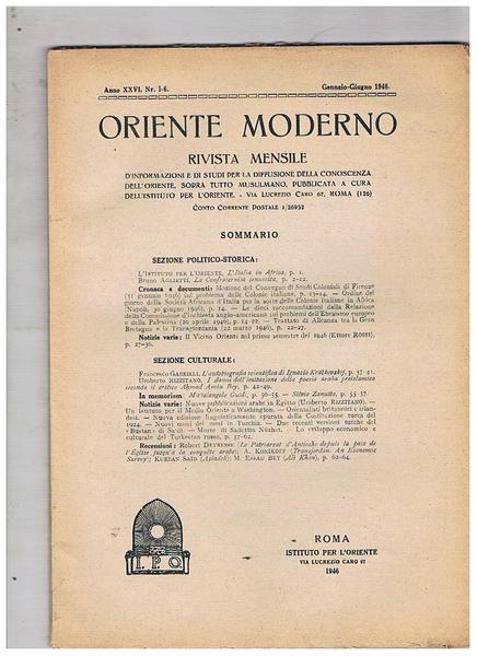 Oriente Moderno, rivista mensile d'informazioni e di studi per la …