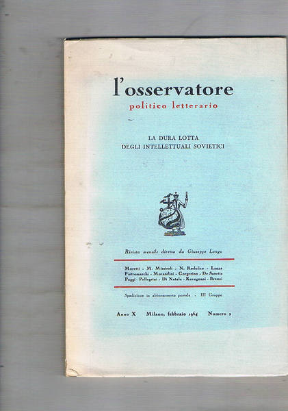 La dura lotta degli intellettuali sovietici. Numero 2 de L'osservatore …