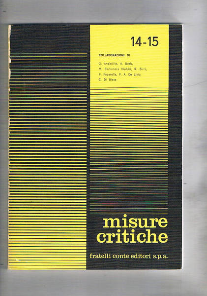 Misure critiche, rivista trimestrale di letteratura e cultura varia n° …