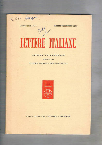 Lettere italiane, rivista trimestrale n° 3 lug-set. 1975.Machiavelli e la …
