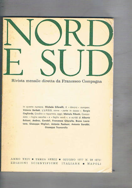 Nord e Sud rivista mensile. Disponiamo del mese di Giugno …