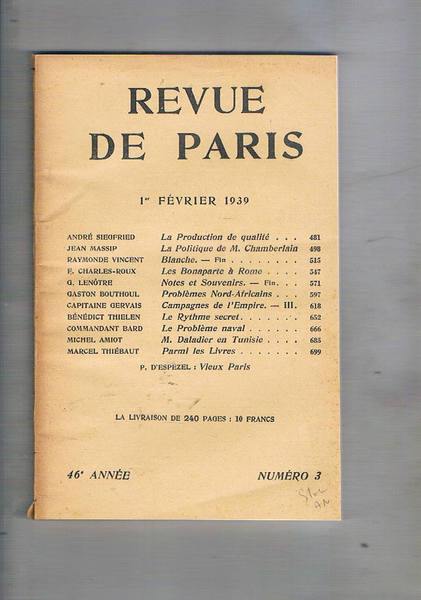 Revue de Paris. Quindicinale, disponiamo del mese di gennaio, febbraio, …