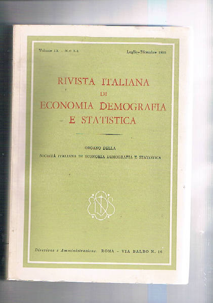 Rivista italiana di economia demografia e statistica. disponiamo del n° …