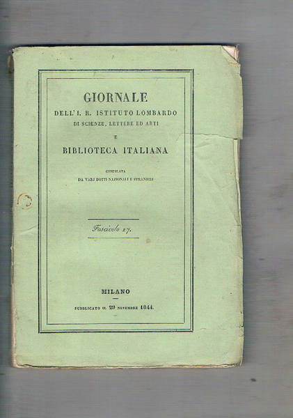 Giornale dell'I. R. Istituto lombardo di scienze, lettere ed arti …